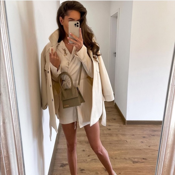 Zara Cream Tie Blazer Dress - Picture 8 of 16